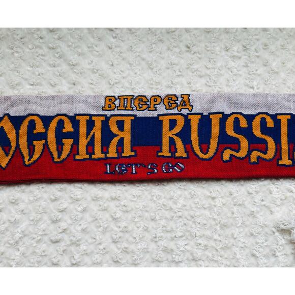 Russia National Team Forward Coat of Arms Football Soccer Fan Red Blue Scarf - Picture 3 of 8